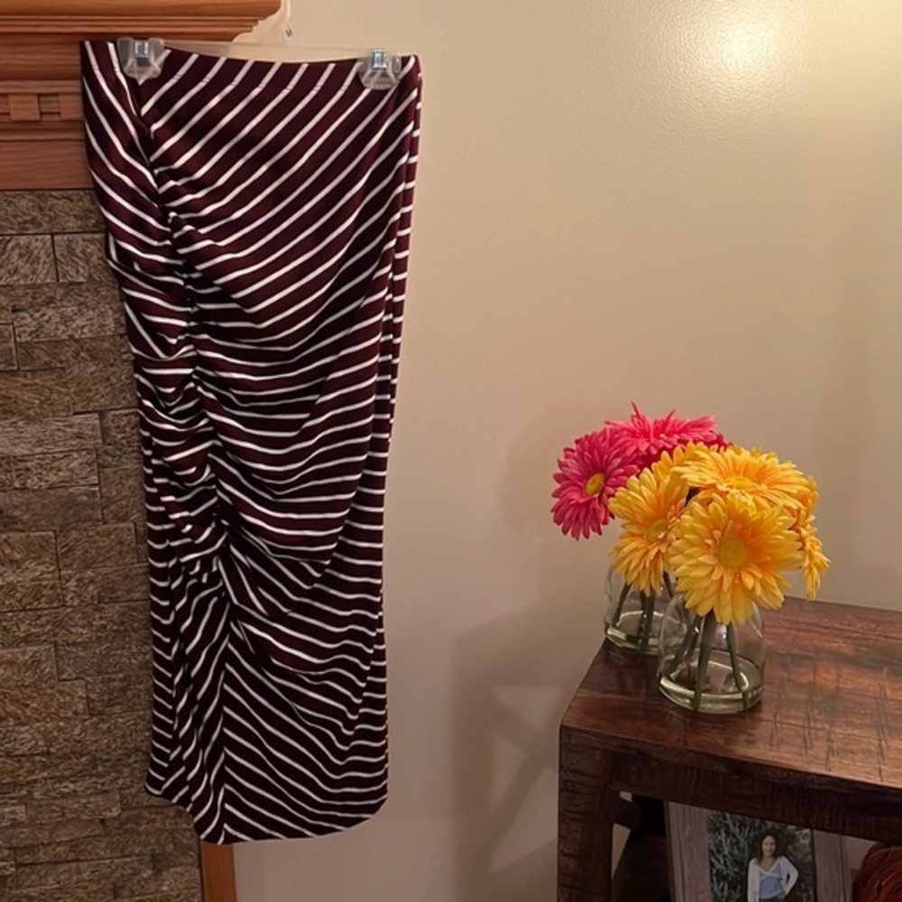 Free People Maroon Striped Maxi Skirt Size XS‎ 🌹
